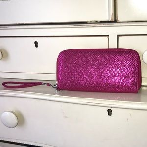 Hot Pink Metallic Clutch